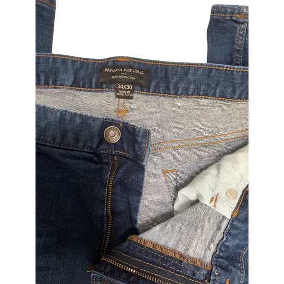 Banana Republic Mens Slim Tech Motion Jeans 34/30 Blue Denim - Picture 3 of 5